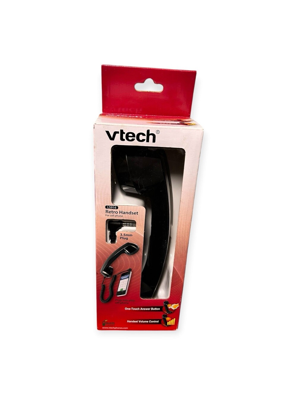 vTech LS916 Retro Handset Cell Phone 3.5mm Plug Black New